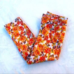 Madison Floral Pants Orange Fall Sz. 6